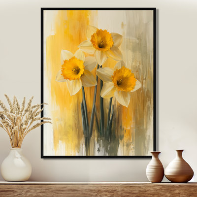 Silencieux jonquille fleurs minimalistes I - Jonquilles, reproductions encadrées