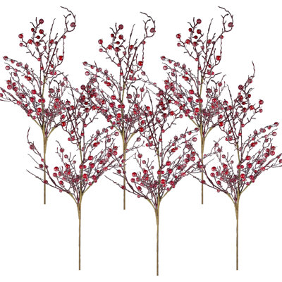 Faux Berry Spray Set of 6 33"H Red