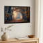 Tableau sur toile représentant un chemin forestier d'automne avec des feuilles orange-774959402