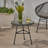 Outdoor Glass Top Faux Rattan Side Table,Tempered Glass Top End Table For Balcony Porch Deck-1588829531