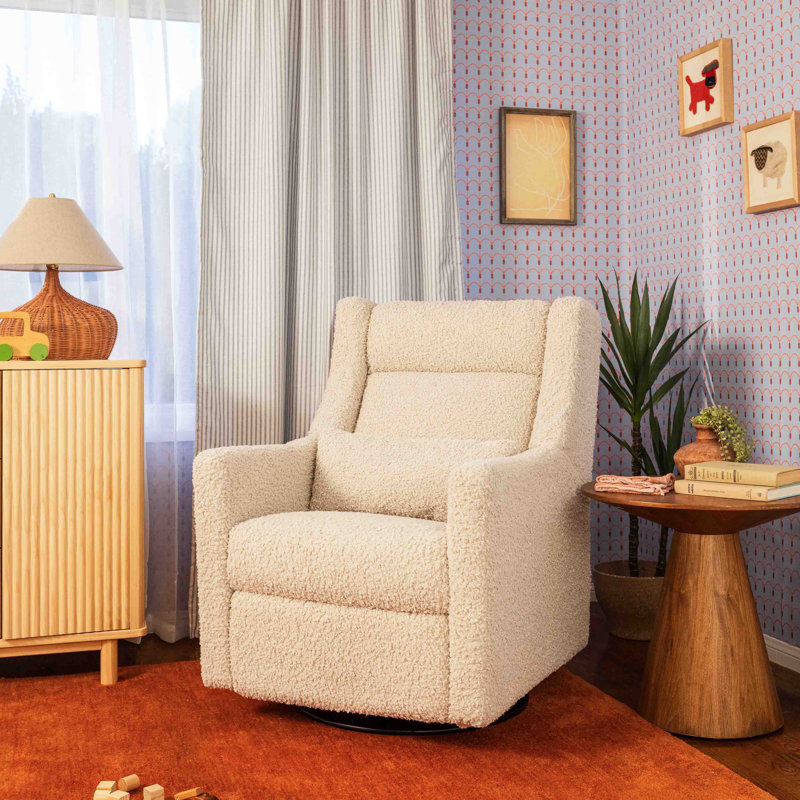 Kiwi Plus Power Recliner and Swivel Glider with Power Adjustable Headrest and USB Port, Almond Teddy Loop
