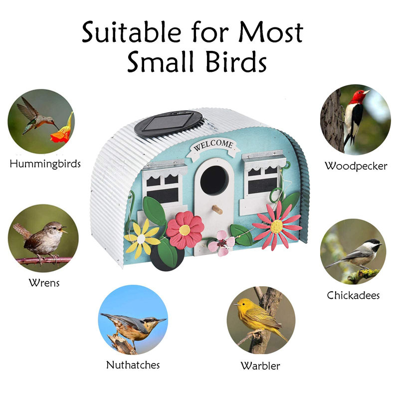 Bird Houses For Outside Decorative With 10 Leds Solar String Lights Humming Bird Houses