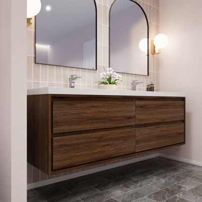 Azden 70.6" Wall-Mounted Double Bathroom Vanity Set