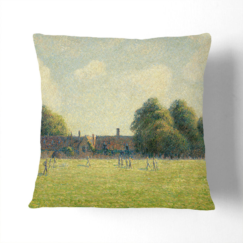 Hampton Court Green Square Throw Cushion, Stone, 40cm H x 40cm W x 15cm D