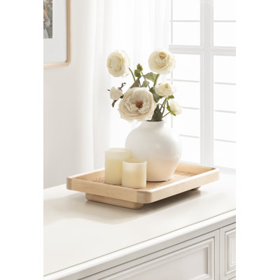 Creekmore Woven Rattan Rectangular Footed Tray