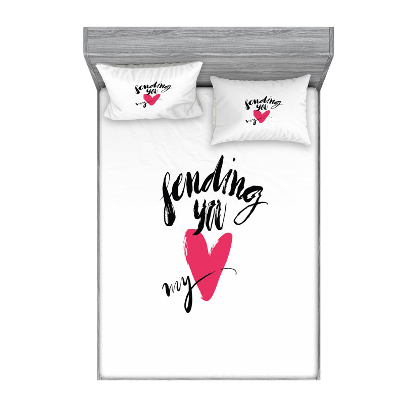 Love Microfiber Fitted Sheet, Queen Fitted Sheet with 2 Pillowcases
