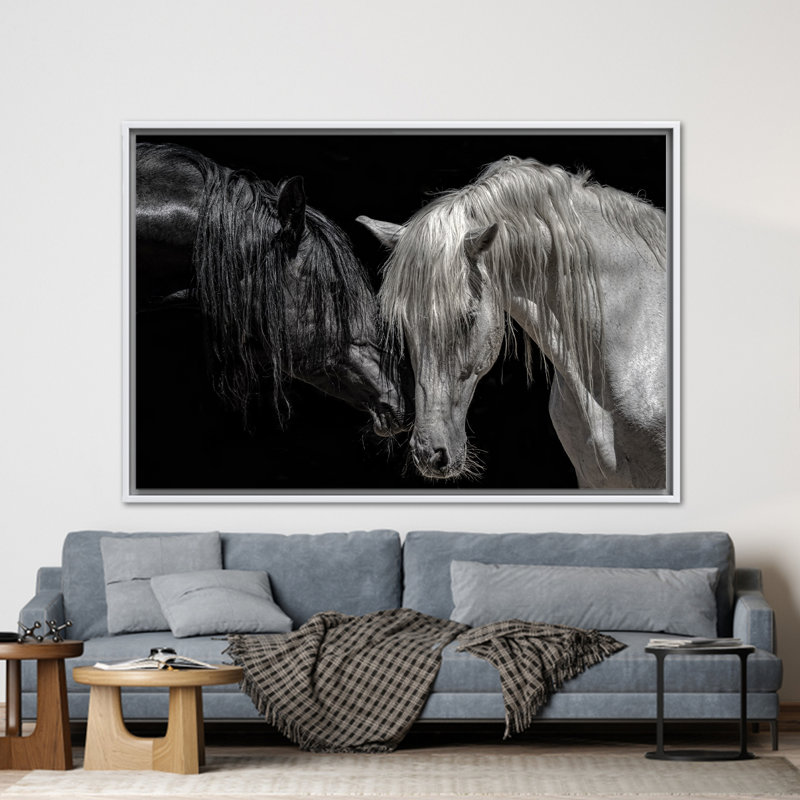 Cheval, reproduction d'art sur toile, Reproduction encadrée sans passe-partout, Blanc, H 12 po x l 16 po