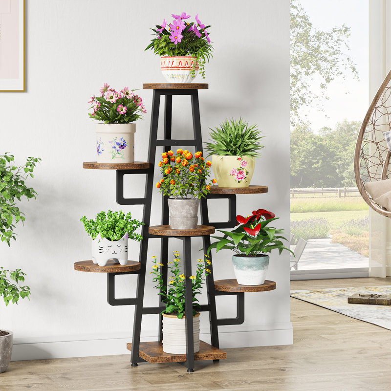 Zoya Plant Stand, Rustic Brown/Black, 43.3" H x 11.02" W x 9.84" D