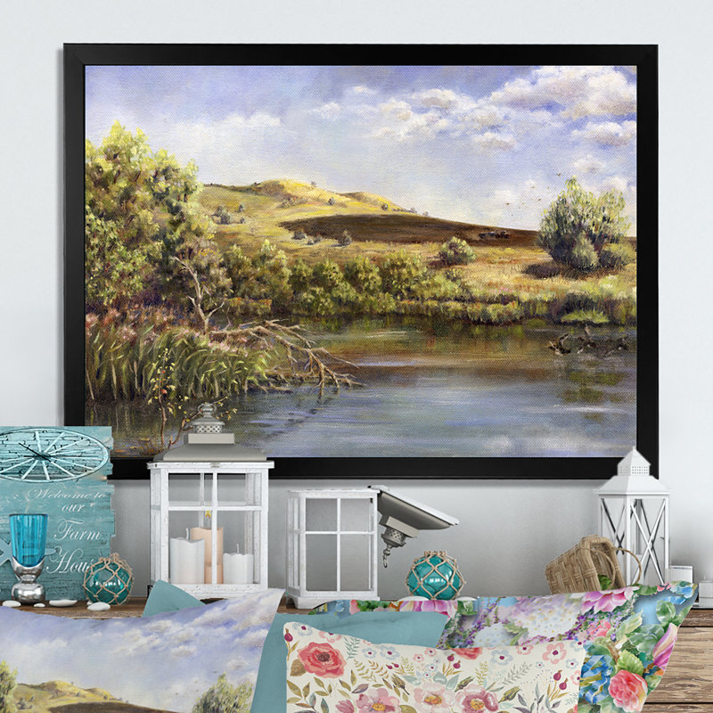 «Autumn Landscape By The Late», reproduction sur toile flottante, Cadre noir, H 8 po x l 12 po x P 1 po