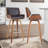 Tyler Mid-Century Swivel Counter Height Barstool in Brown Faux Leather with Walnut-1018992606
