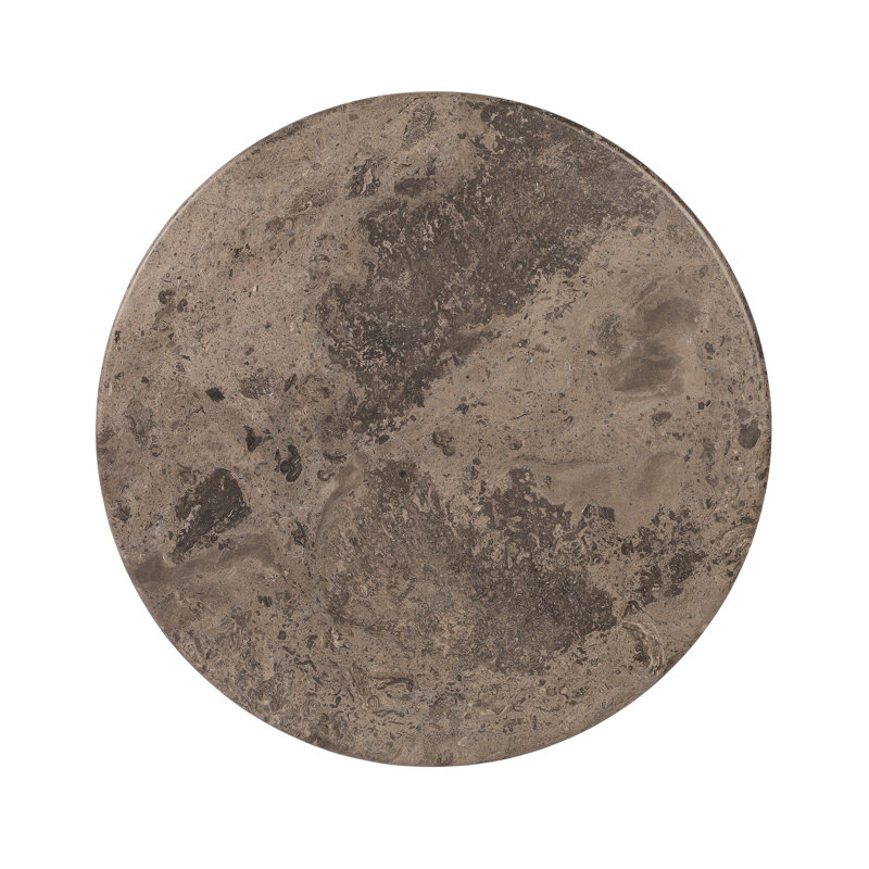 Goetz Bar Table-Brown Oak-Bar, 36.5" H x 32" L x 32" W, Warm Gray Marble/Brown Oak