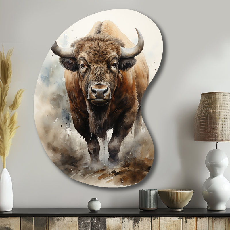 Buffalo Majestic Bison - Art mural en métal bison asymétrique, sculpture murale en métal de forme irrégulière