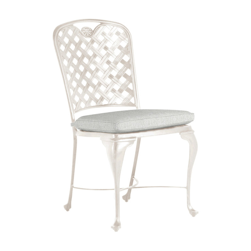 Provance Patio Dining Side Chair with Cushion, Welt, Chalk, Bali Pearl