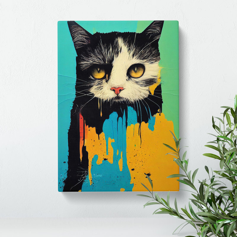 Painted Cat No.3 - Wrapped Canvas, 50cm H x 35cm W x 3cm D