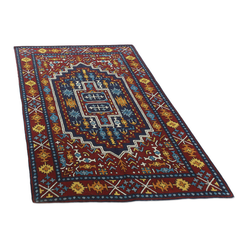 Tapis bleu / bourgogne Sandston