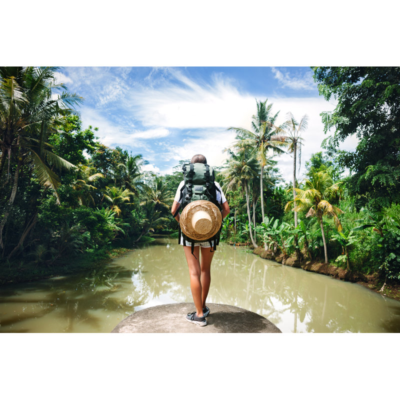 Woman Standing On The Edge And Looking Far Away by Curtoicurto - Wrapped Canvas Print, 30cm H x 46cm W x 3.8cm D