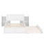 Lit plateforme avec rangement gigogne blanc et tablettes coulissantes blanches - Mobilier de chambre en bois massif-1125145013