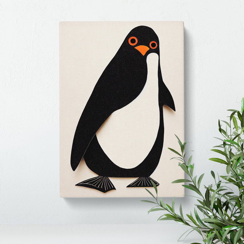 Paper Penguin No.1 - Wall Art, Wrapped Canvas, 50cm H x 35cm W, No Matte