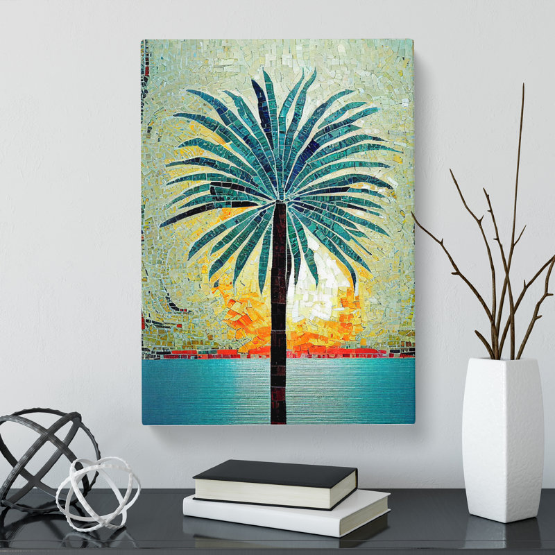 Palm Tree Mosaic - Wrapped Canvas, 50cm H x 35cm W x 3cm D