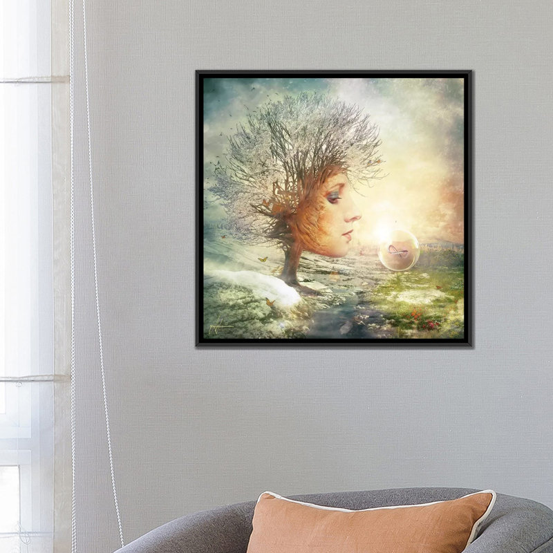 " Treasure " by Mario Sanchez Nevado, Black Framed Canvas, 5" H x 18" W x 18" D, No Matte