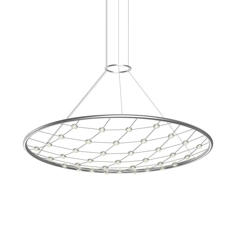 Constellation Galaxy Matrix 48" Round LED Pendant W/ 20" Cord/Cable - Bright Satin Aluminum, 12" H x 48" W x 48" D