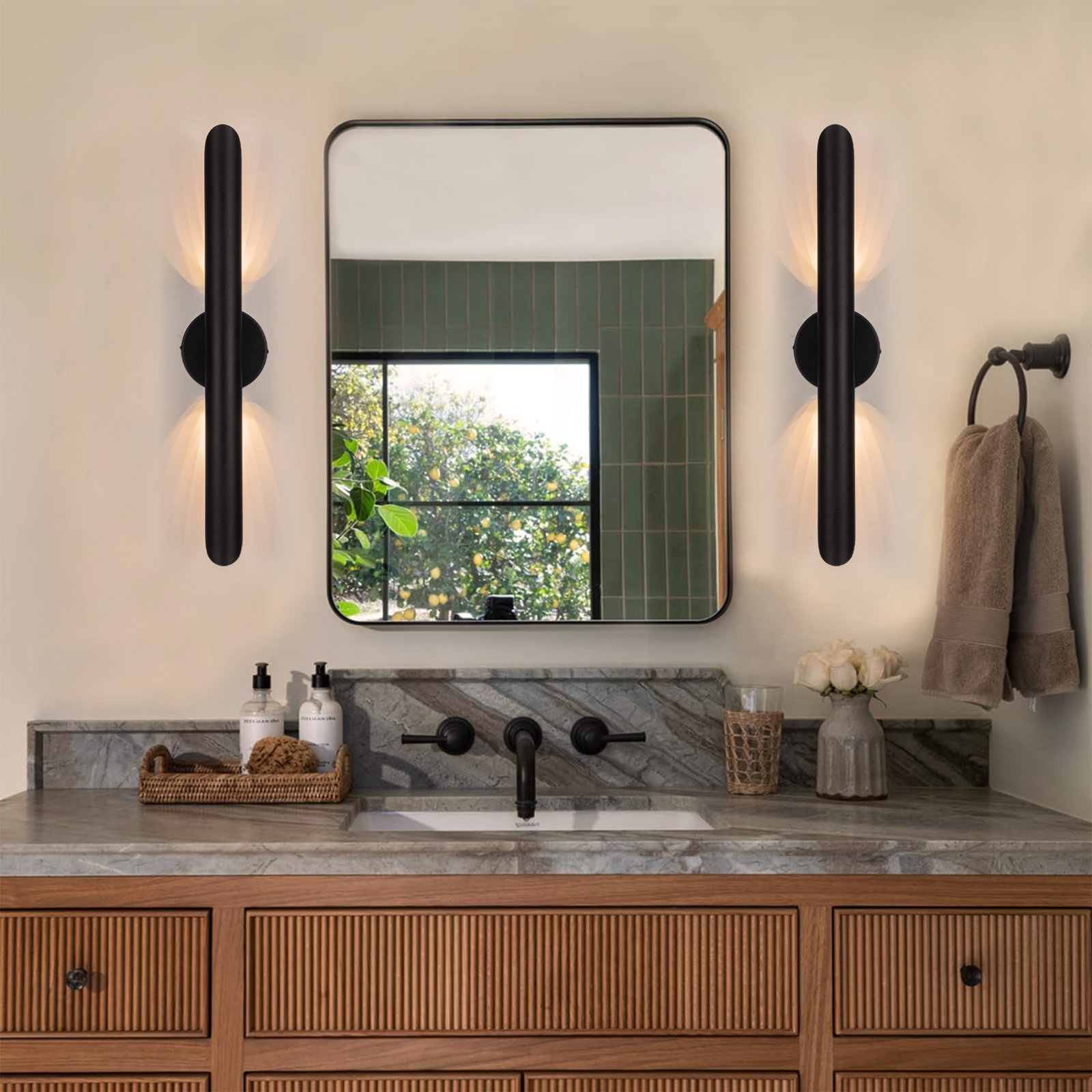 Coco 2 Light Dimmable LED Vanity Light, Matte Black