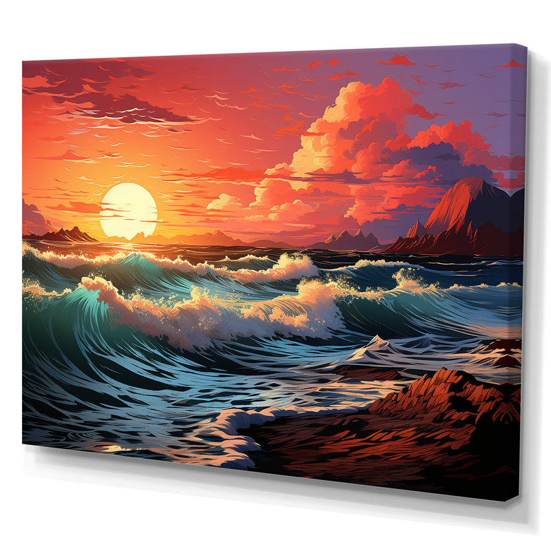 " Rainbow Beach Sunset ", Wrapped Canvas, 16" H x 32" W x 1" D