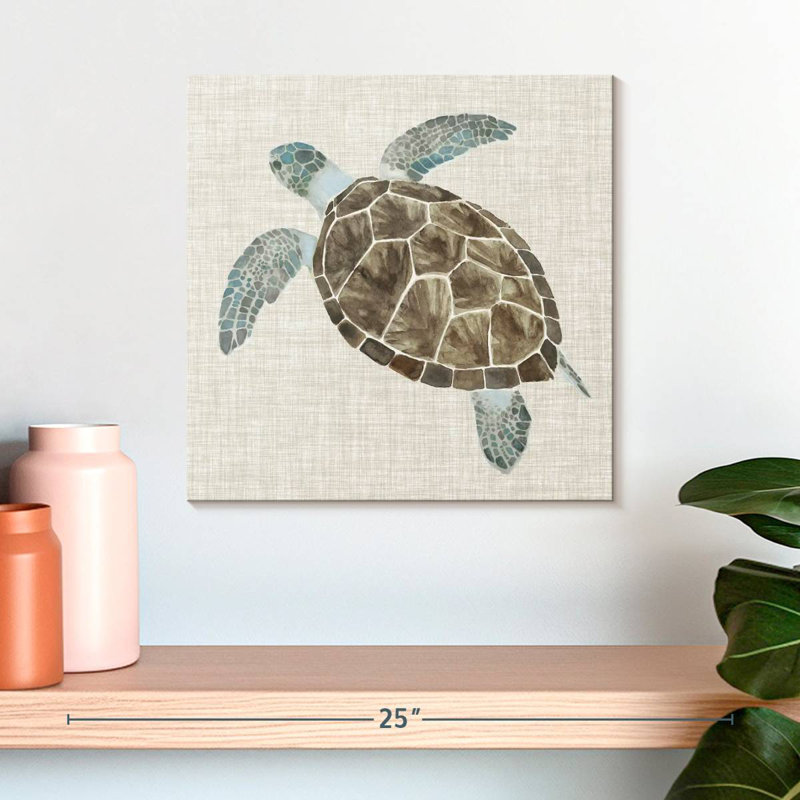 Brampt Linen Sea Turtle I, 16" H x 16" W