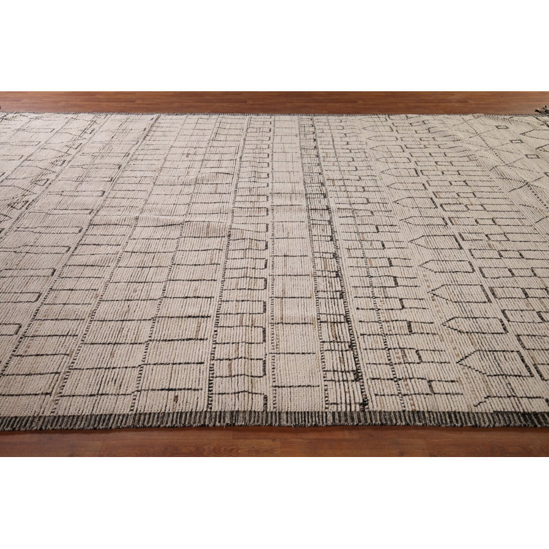Tapis oriental marocain en laine à motif treillis complet 10 x 16