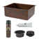25" Hammered Copper Kitchen Single Basin Sink with Matching Drain and Accessories