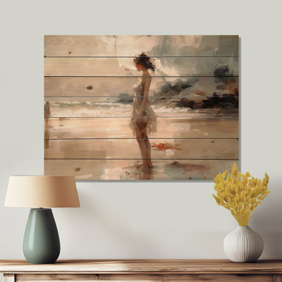 Femme au bord de l'océan - I Fashion Fashion, impression sur bois de pin naturel
