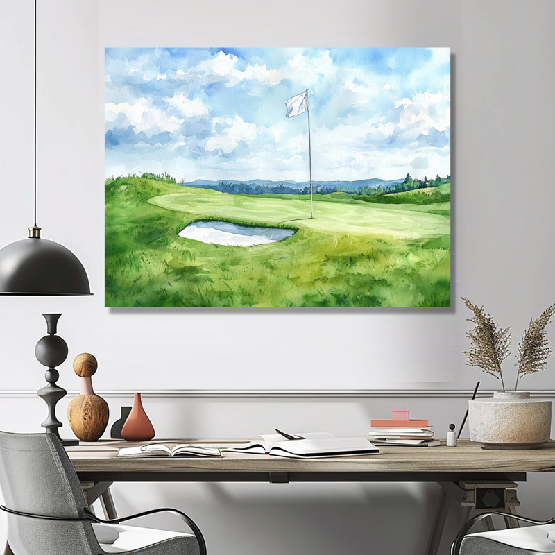 Horizon I - décoration murale de golf, H 16 po x l 32 po, Toile tendue sur cadre, Ne s’applique pas