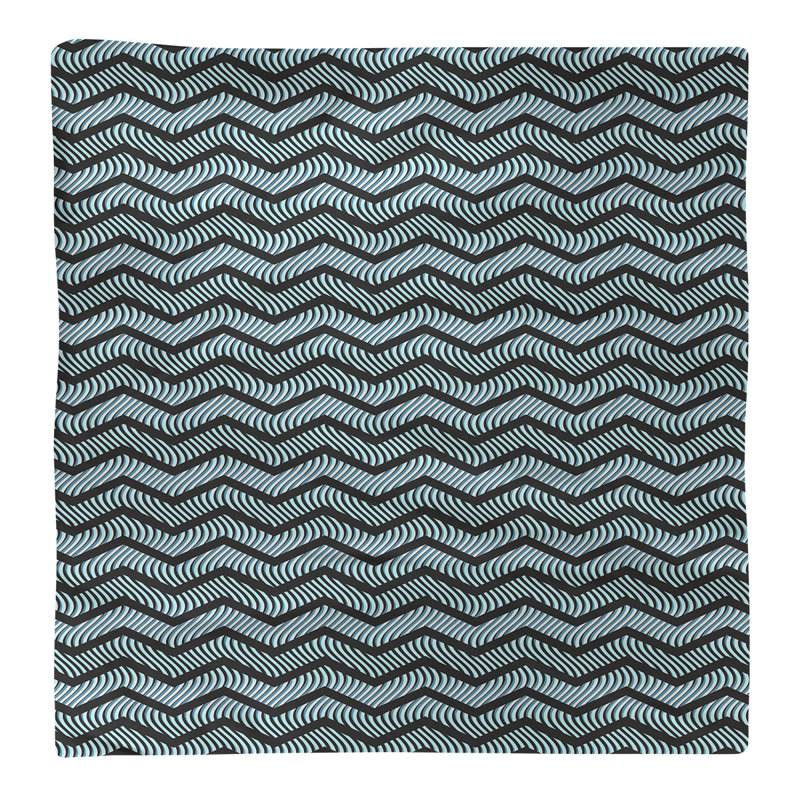 Serviette en coton à chevrons ondulés Stephenie, Bleu, sarcelle, 10 po x 10 po