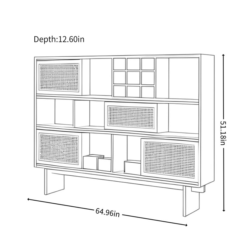 Vitrine simple en rotin simple, Noir