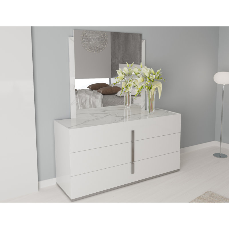 Commode double 6 tiroirs Darryl, Blanc