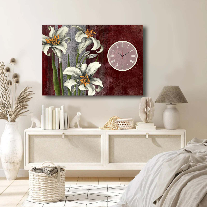 Horloge murale élégante en toile 27,6 po x 39,4 po | Toile 100% suède avec cadre 100% bois (épaisseur: 1,1 pouce) | Parfait pour la décoration intérieure, garde-temps élégant pour le salon et le bureau, design unique