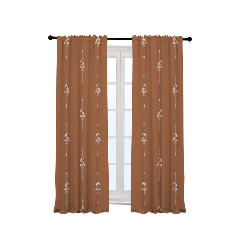 Burley Semi Sheer Curtain Pair, 140cm Width x 350cm Drop, Brick