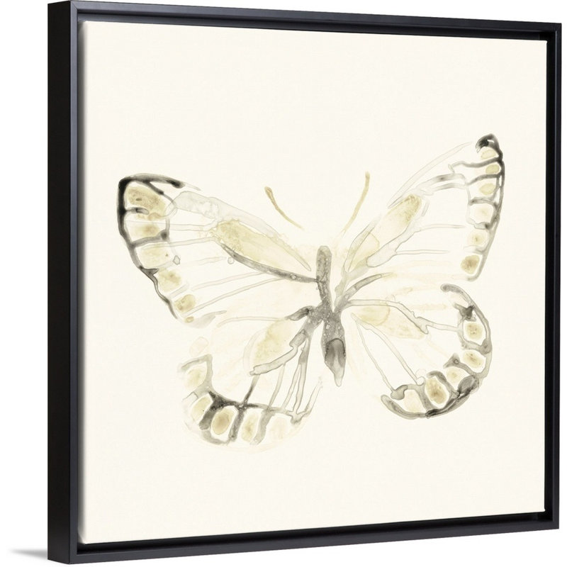 «Sepia Butterfly Impressions I» par Vess June Erica, reproduction d'art sur toile, Toile avec cadre noir