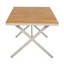 Table de salle à manger en teck avec structure en acier beige, table de patio rectangulaire de 55,12 po avec pieds en forme de X, résistante aux intempéries pour la cour, le jardin, la terrasse et la piscine