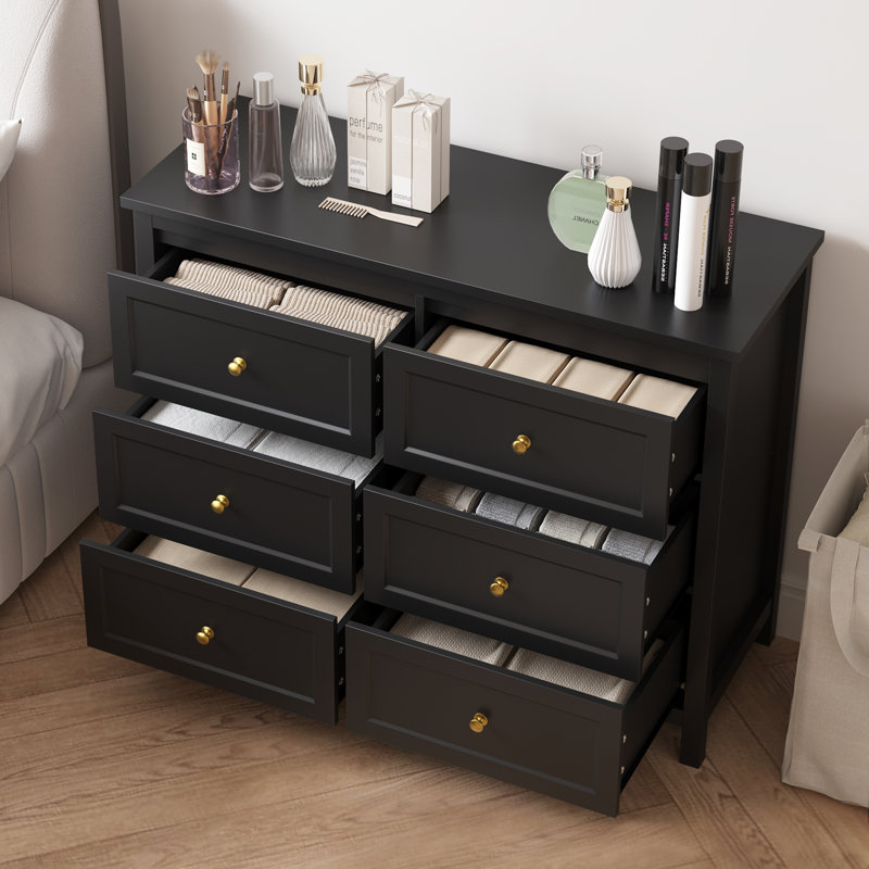 41.7 " W 6 - Drawer Dresser, Black