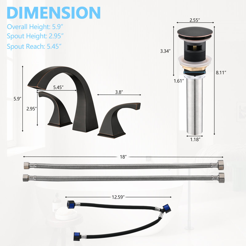 Widespread 2-handle Bathroom Faucet With Drain Assembly, Oil Rubbed Bronze