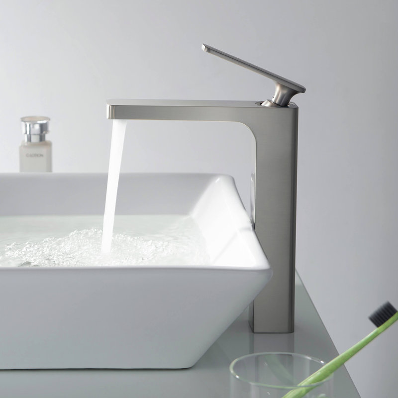 Robinet de salle de bain Infinity, Nickel brossé, Sans bonde escamotable