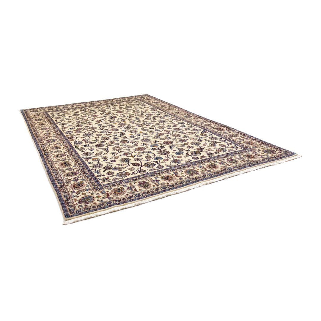 Handgefertigter Teppich Kaye aus Wolle in Beige