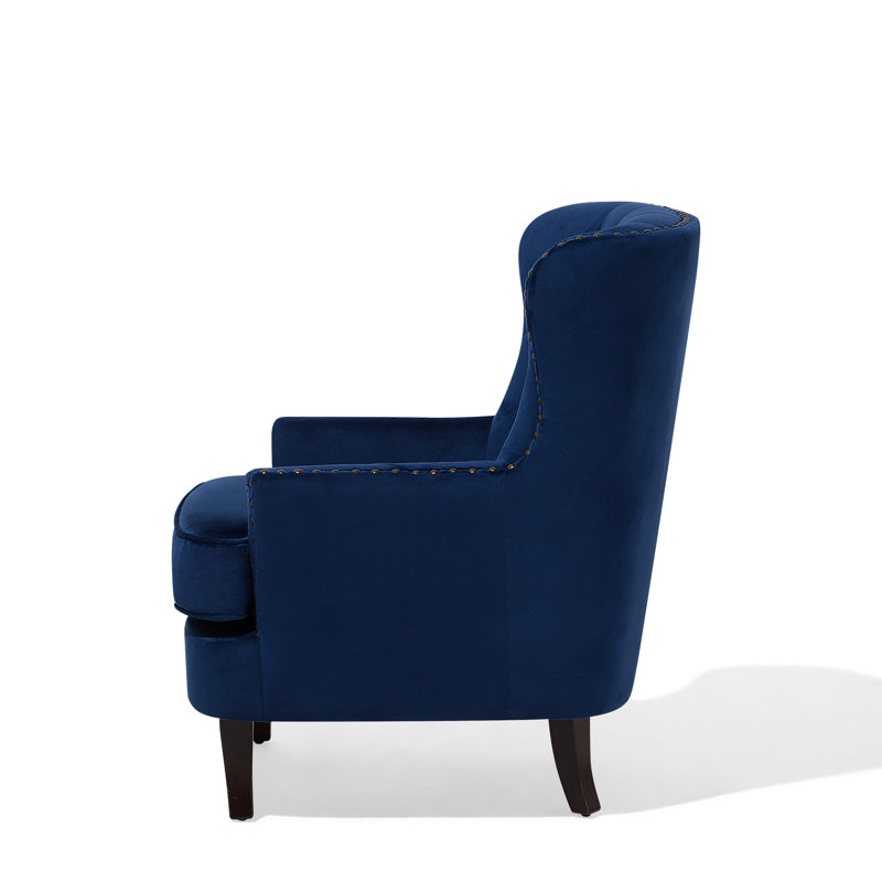 Crumpton Upholstered Wingback Chair, Cobalt Blue