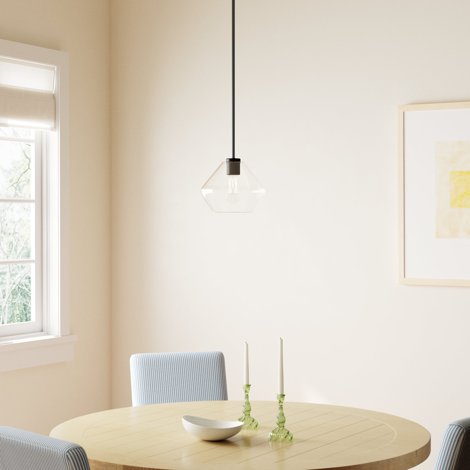 Rooks Dimmable Single Light Pendant, Black