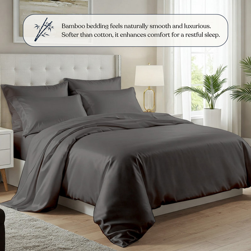 Ensemble de housse de couette avec taies décoratives Delara, Gris, Housse de couette pour très grand lit et 2 taies 