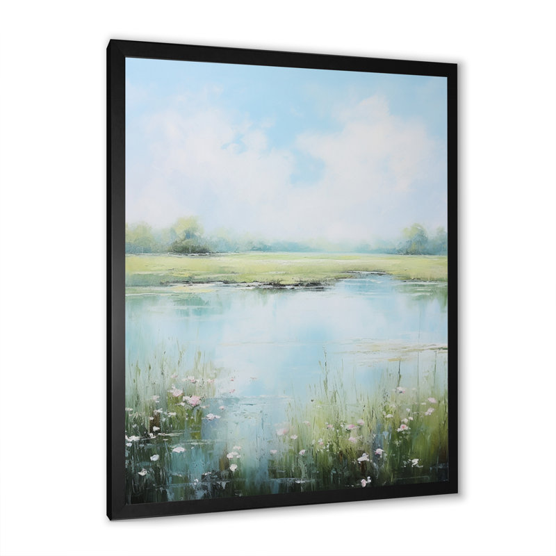 «Meadow Tranquil Waters I», reproduction d'art sur toile Meadow, H 32 po x l 16 po, Cadre photo noir