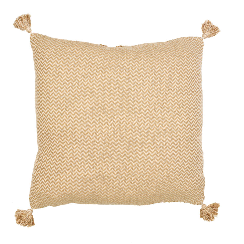 Square Cotton Throw Pillow, Beige