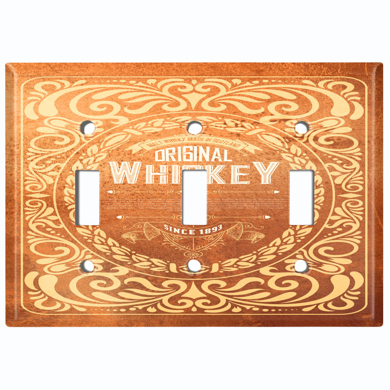 Plaque murale à 3 interrupteurs à bascule en métal The Original Whiskey, Orange