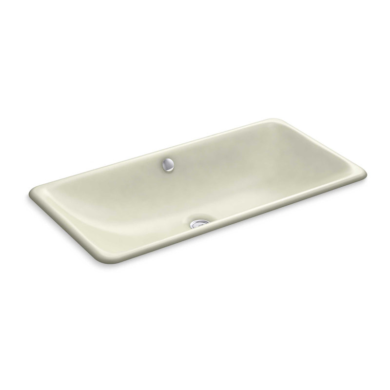 Iron Plains Trough Rectangle Dual Mount Bathroom Sink with Overflow, Cane Sugar